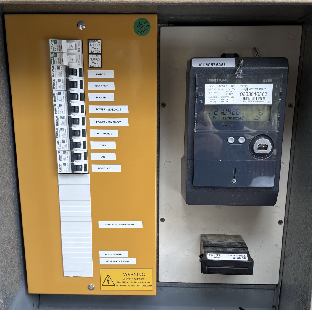 Upgraded Greenwood switchboard with individual RCBOs and a new cooktop circuit